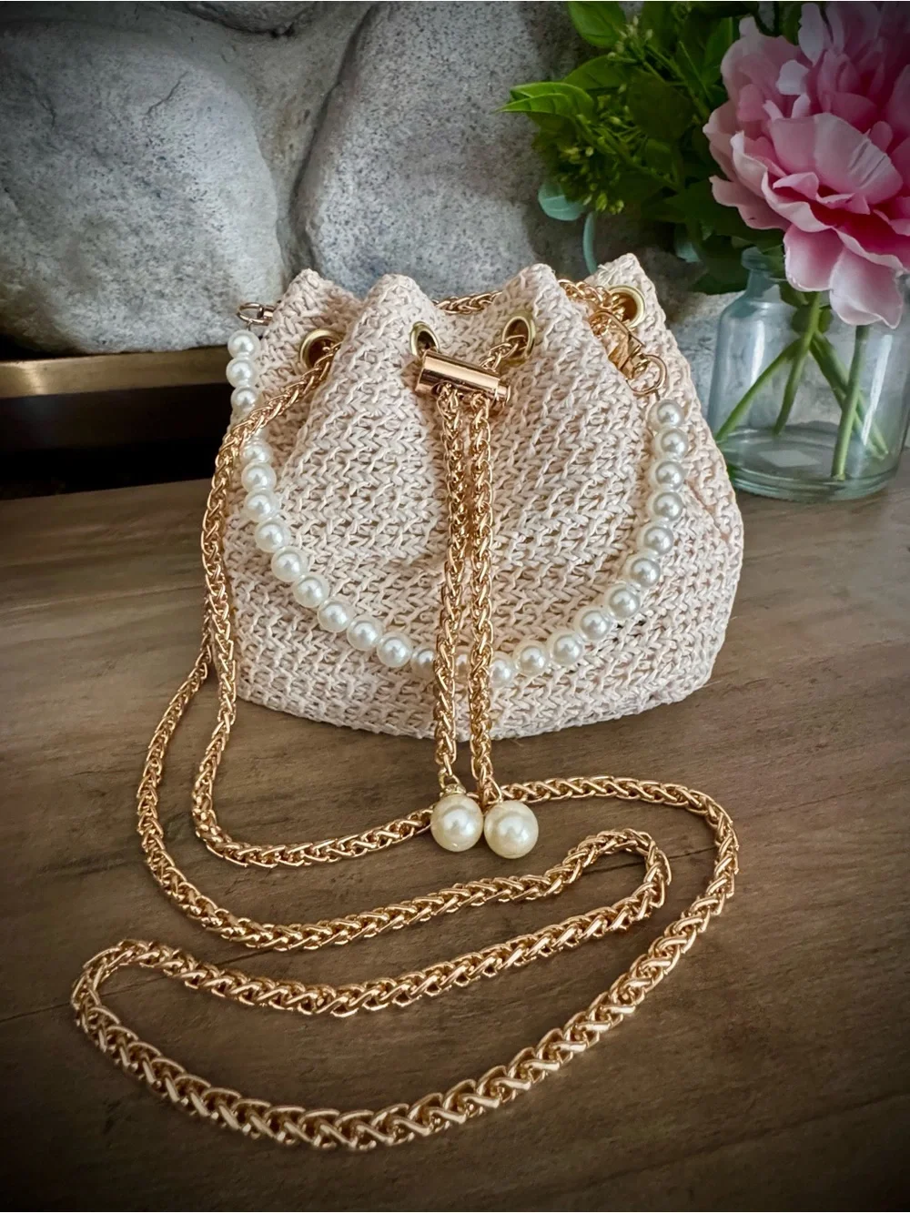 NWT Cream Raffia Crossbody Bag Fancy - Picture 2 of 6